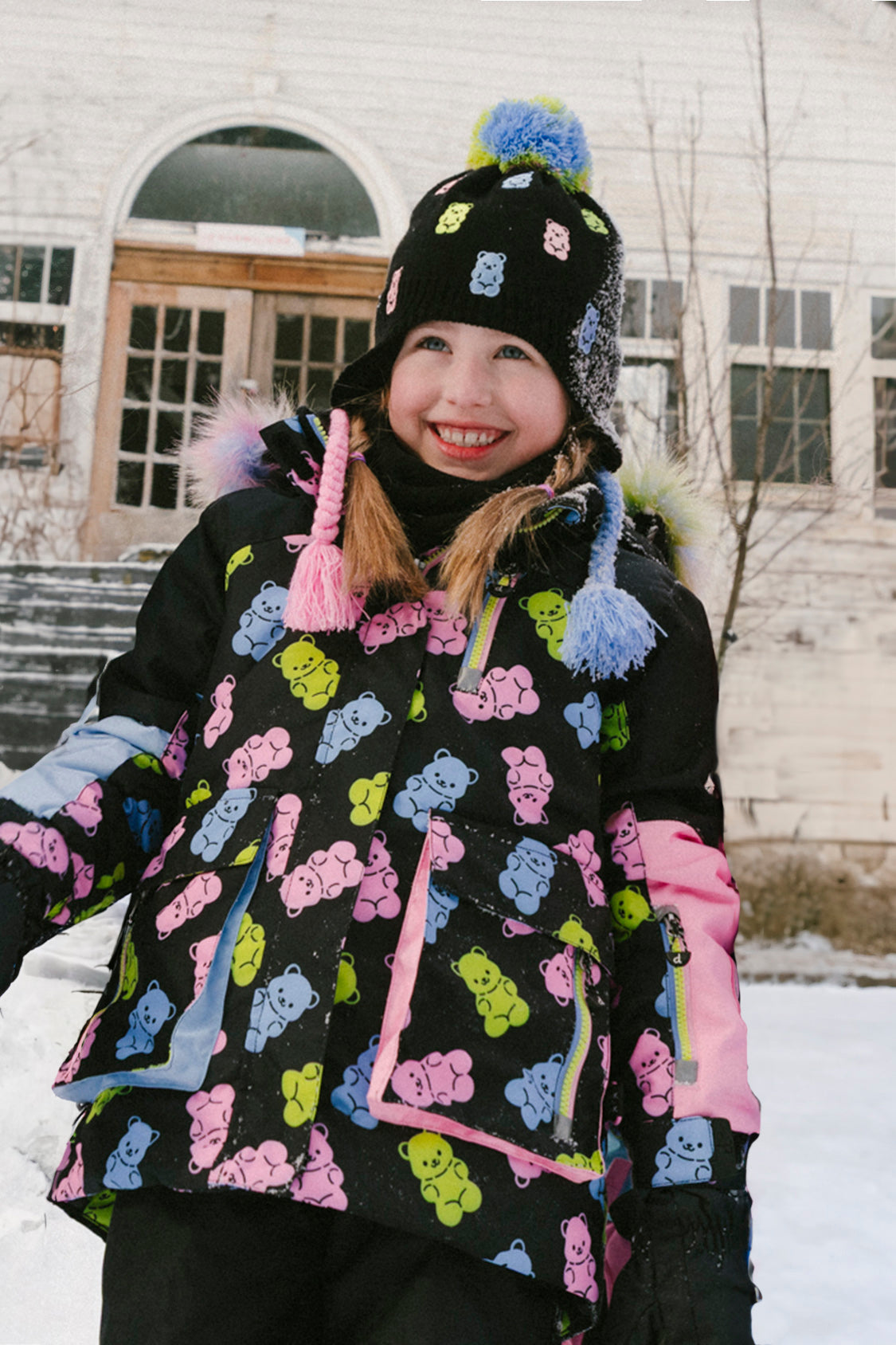 Two Piece Play Snowsuit Black Gummy Bear Print - J10PG88_1J033