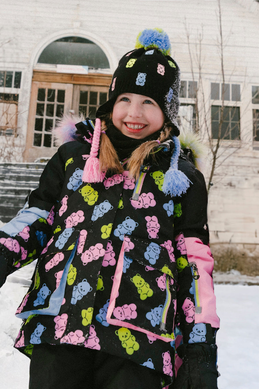 Two Piece Play Snowsuit Black Gummy Bear Print - J10PG88_1J033