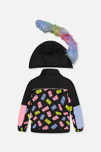 Two Piece Play Snowsuit Black Gummy Bear Print - J10PG88_1J033