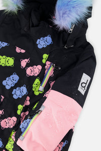 Two Piece Play Snowsuit Black Gummy Bear Print - J10PG88_1J033