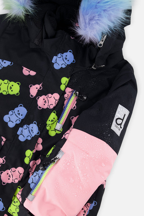 Two Piece Play Snowsuit Black Gummy Bear Print - J10PG88_1J033