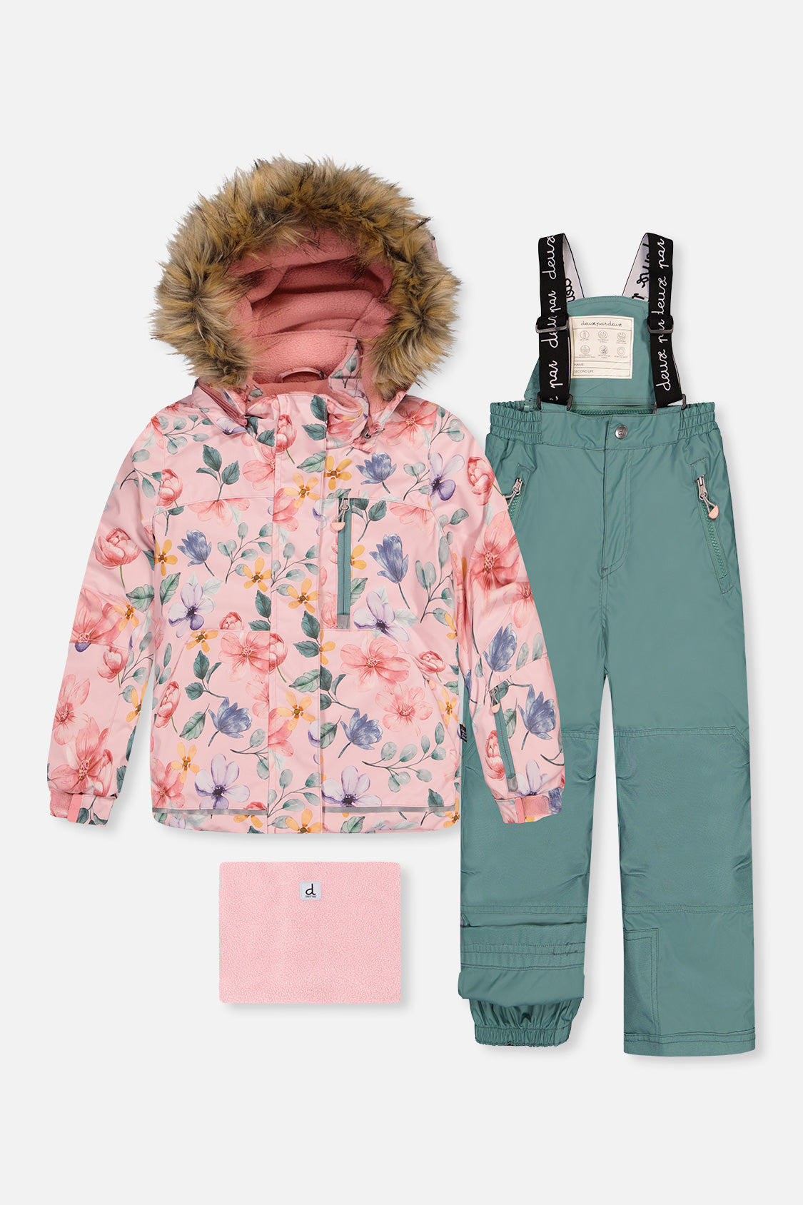 Two Piece Play Snowsuit Pink Vintage Floral Print - J10PG90_1J037