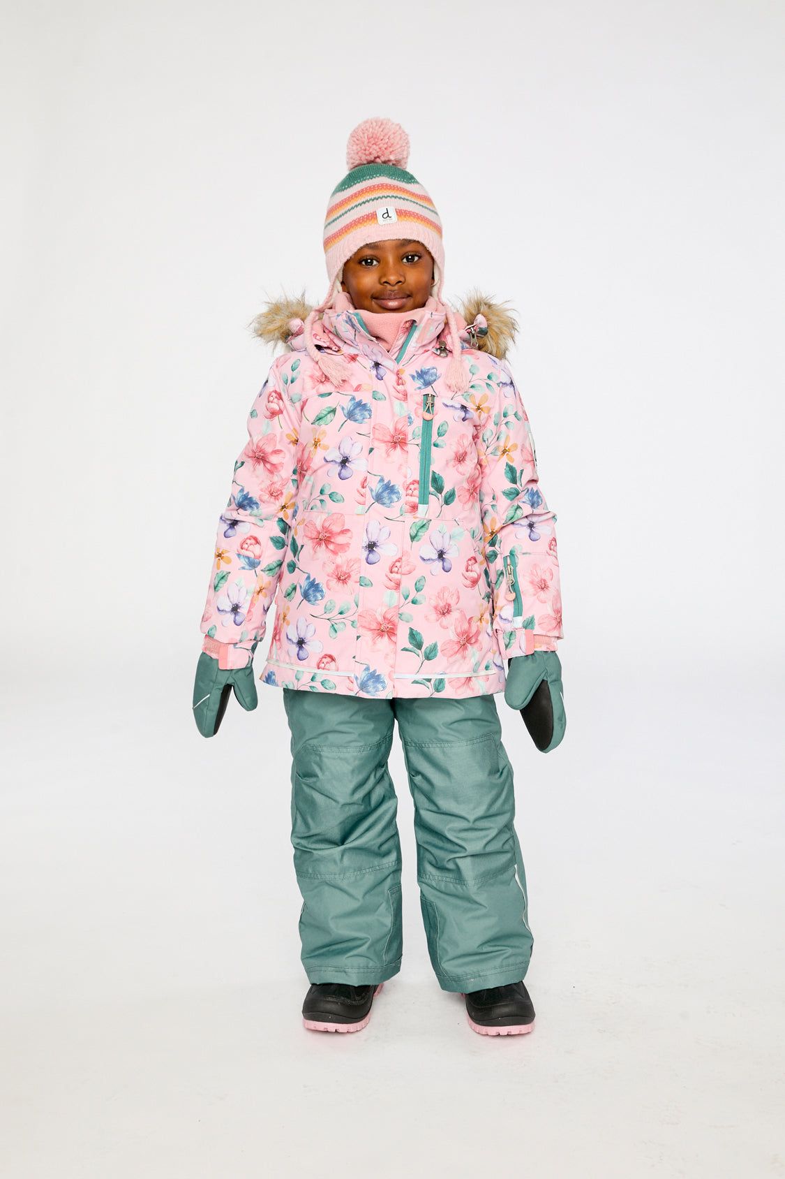 Two Piece Play Snowsuit Pink Vintage Floral Print - J10PG90_1J037