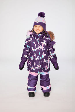 Two Piece Play Snowsuit Purple Unicorn Print With Multicolored Pants - J10PG91_1J035