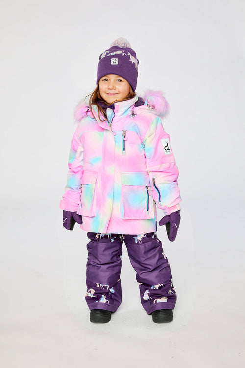 Two Piece Play Snowsuit Multicolored With Purple Unicorn Print Pants - J10PG91_1J036