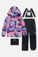 Two Piece Play Snowsuit Pink Mountain Print With Black Pants - J10PG93_09990