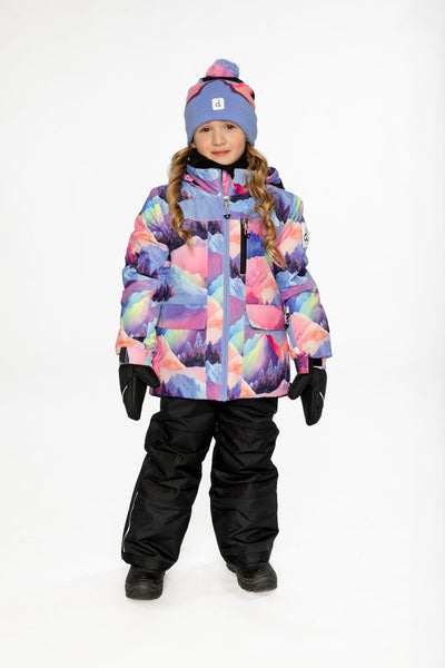 Two Piece Play Snowsuit Pink Mountain Print With Black Pants - J10PG93_09990