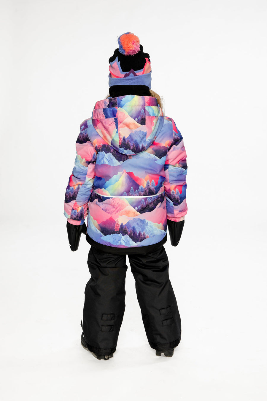 Two Piece Play Snowsuit Pink Mountain Print With Black Pants - J10PG93_09990