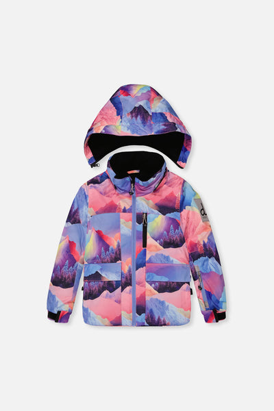 Two Piece Play Snowsuit Pink Mountain Print With Black Pants - J10PG93_09990