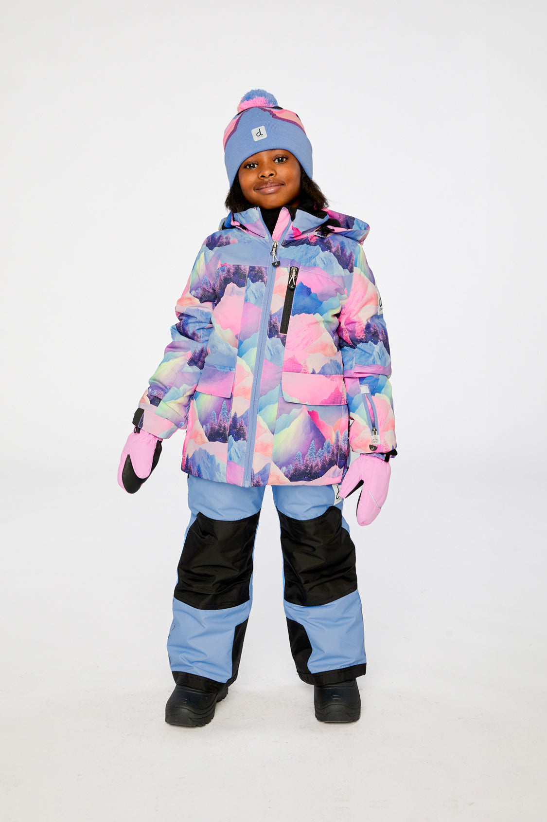 Two Piece Play Snowsuit Pink Mountain Print With Blue Pants - J10PG93_1J032