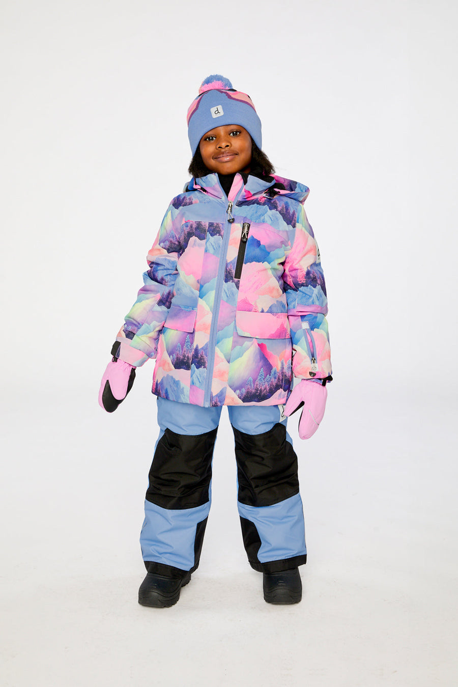 Two Piece Play Snowsuit Pink Mountain Print With Blue Pants - J10PG93_1J032
