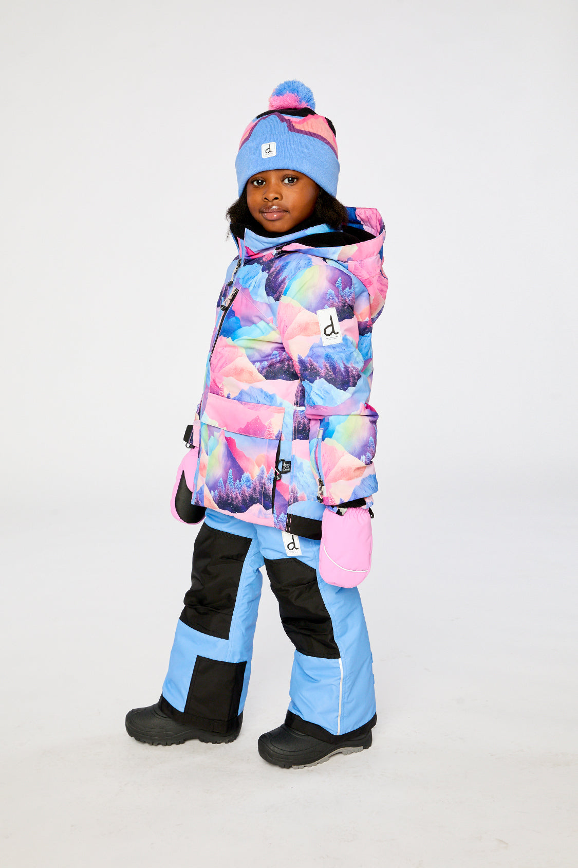 Two Piece Play Snowsuit Pink Mountain Print With Blue Pants - J10PG93_1J032