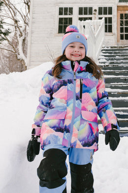 Two Piece Play Snowsuit Pink Mountain Print With Blue Pants - J10PG93_1J032