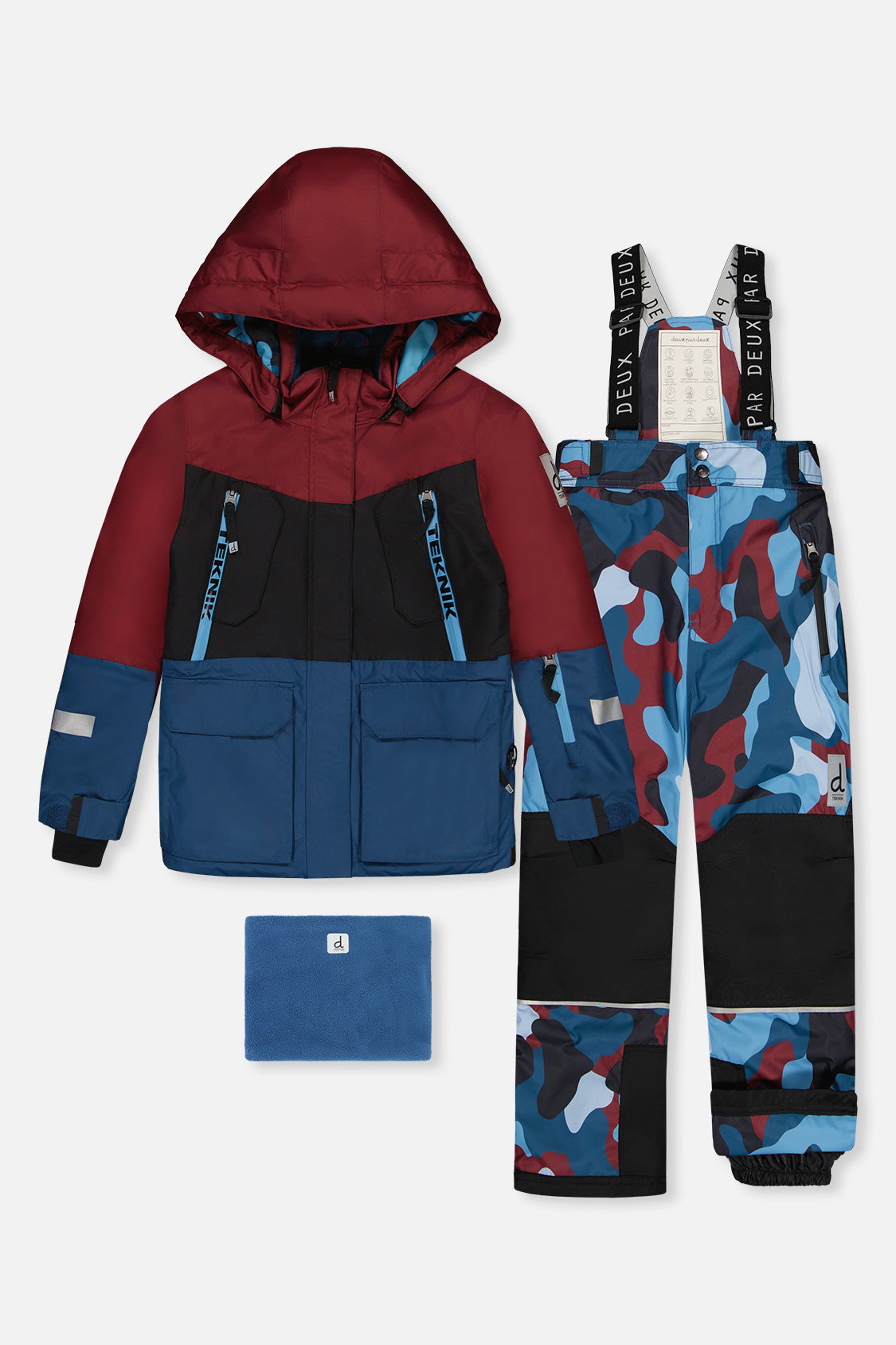 Two Piece Teknik Snowsuit Blue And Red Camouflage - J10TB51_04002