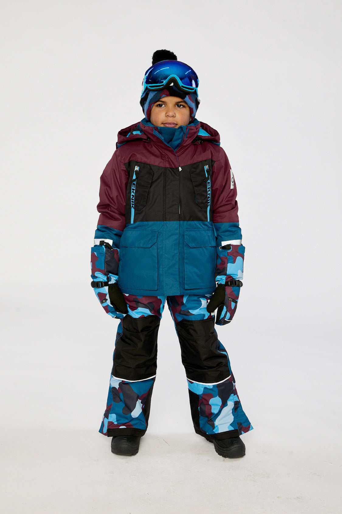 Two Piece Teknik Snowsuit Blue And Red Camouflage - J10TB51_04002
