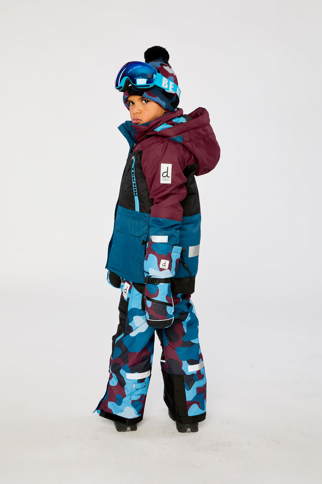 Two Piece Teknik Snowsuit Blue And Red Camouflage - J10TB51_04002