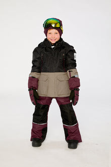 Two Piece Teknik Snowsuit Black Beige And Burgundy - J10TB51_09990