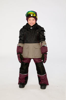 Two Piece Teknik Snowsuit Black Beige And Burgundy - J10TB51_09990