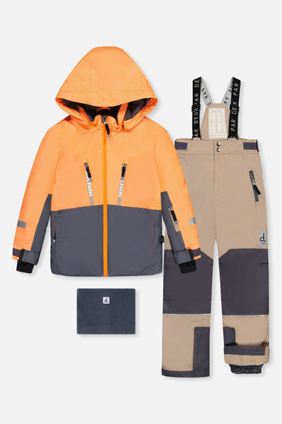 Two Piece Teknik Snowsuit Bright Orange Grey And Taupe - J10TB52_08950