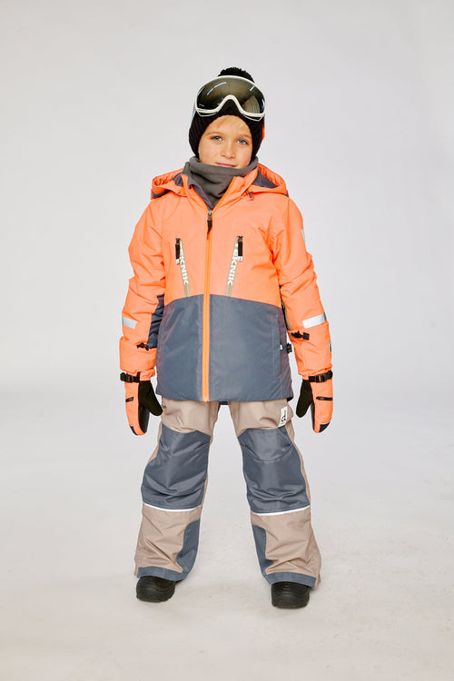 Two Piece Teknik Snowsuit Bright Orange Grey And Taupe - J10TB52_08950