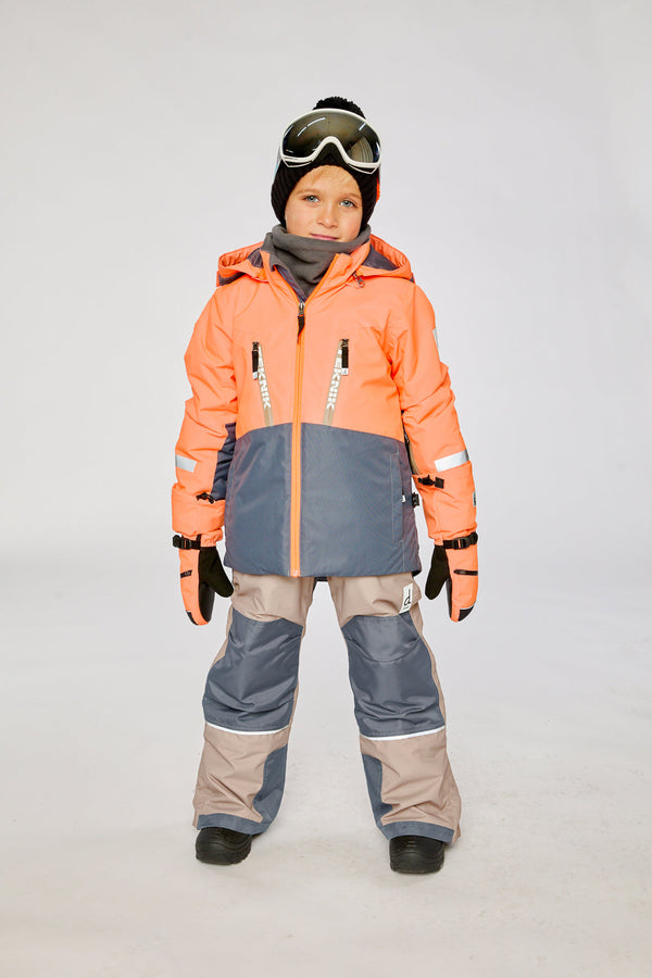 Two Piece Teknik Snowsuit Bright Orange Grey And Taupe - J10TB52_08950