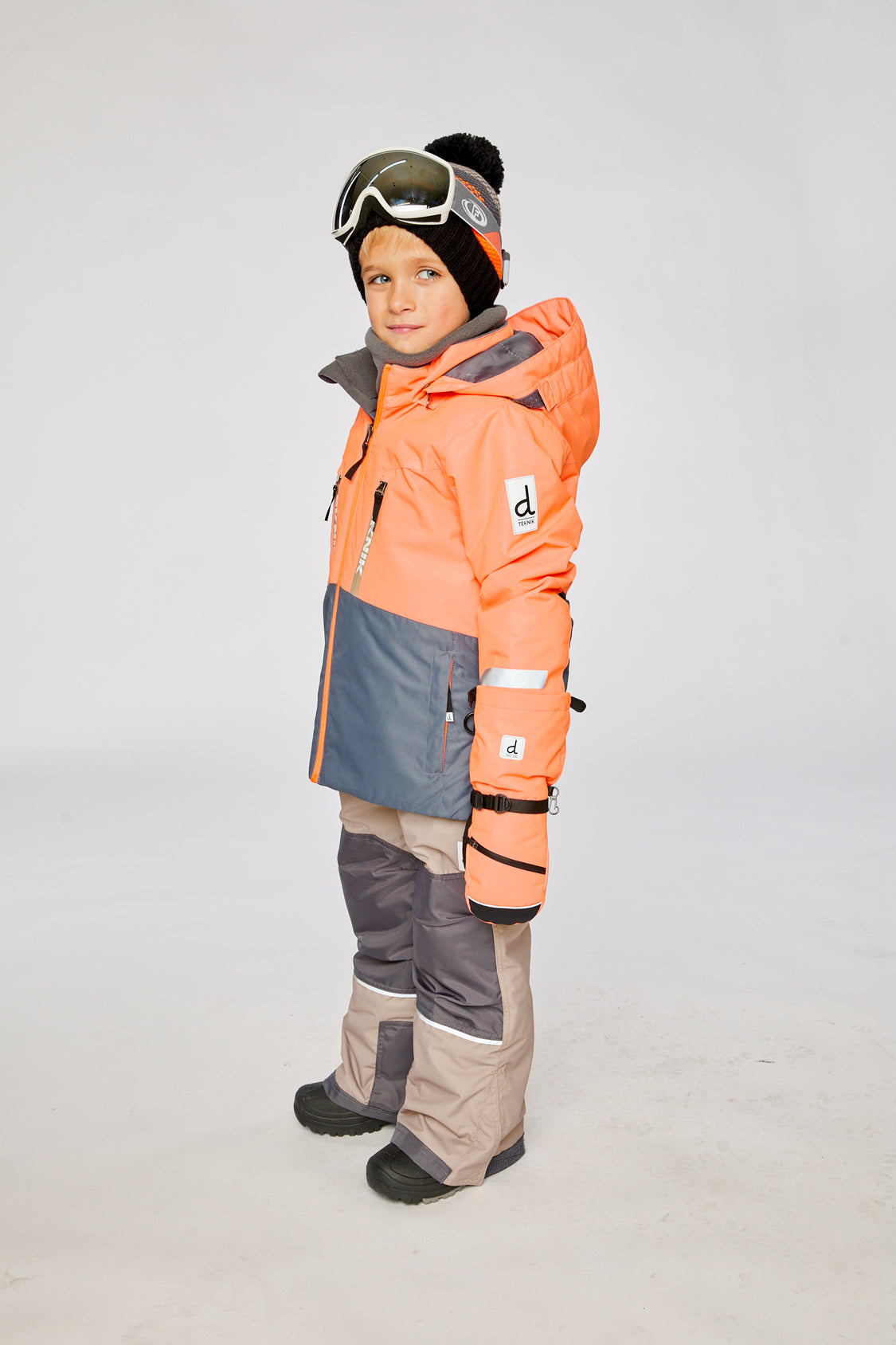 Two Piece Teknik Snowsuit Bright Orange Grey And Taupe - J10TB52_08950