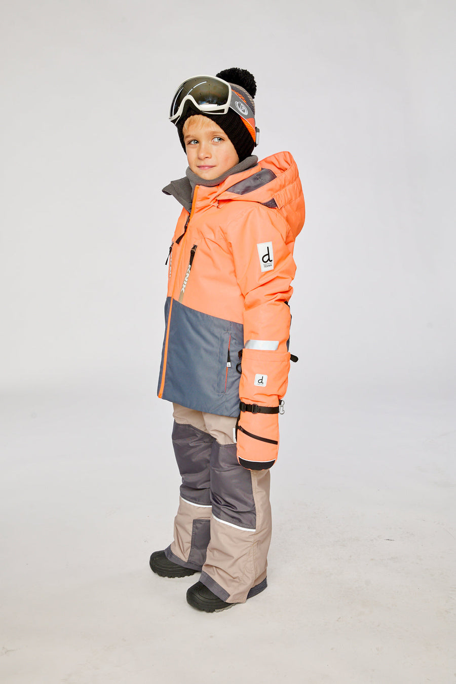 Two Piece Teknik Snowsuit Bright Orange Grey And Taupe - J10TB52_08950