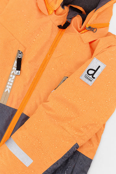 Two Piece Teknik Snowsuit Bright Orange Grey And Taupe