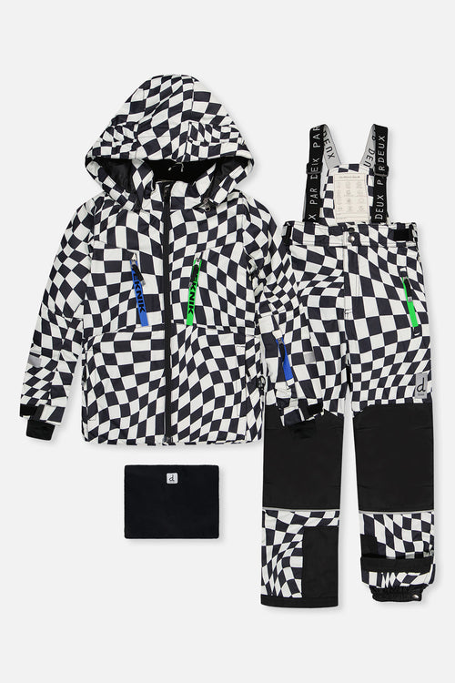 Two Piece Teknik Snowsuit White Checkered Print - J10TB52_1J059