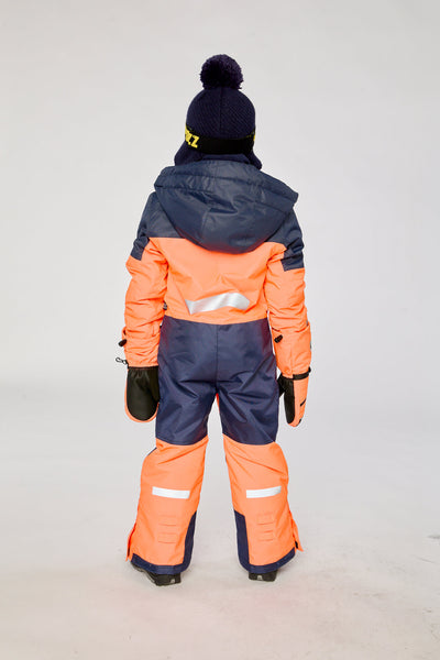 Kids One Piece Teknik Snowsuit Bright Orange And Blue - J10TB76_08950