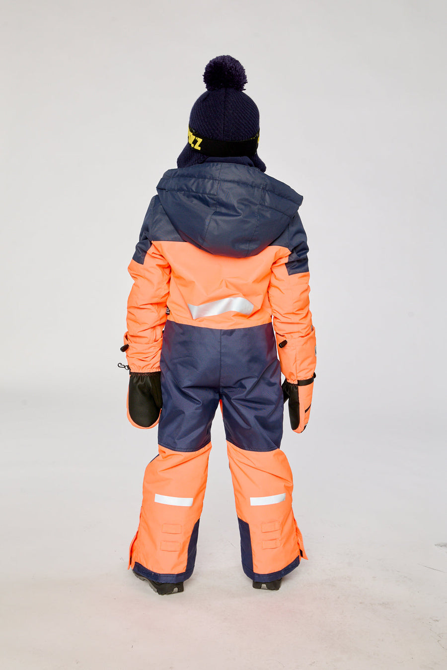 Kids One Piece Teknik Snowsuit Bright Orange And Blue - J10TB76_08950