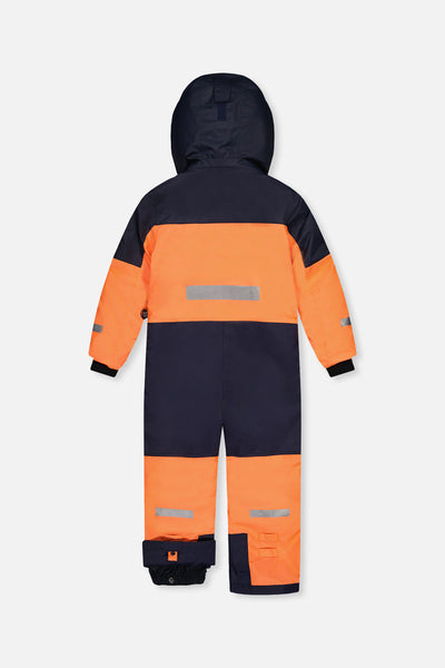 Kids One Piece Teknik Snowsuit Bright Orange And Blue - J10TB76_08950