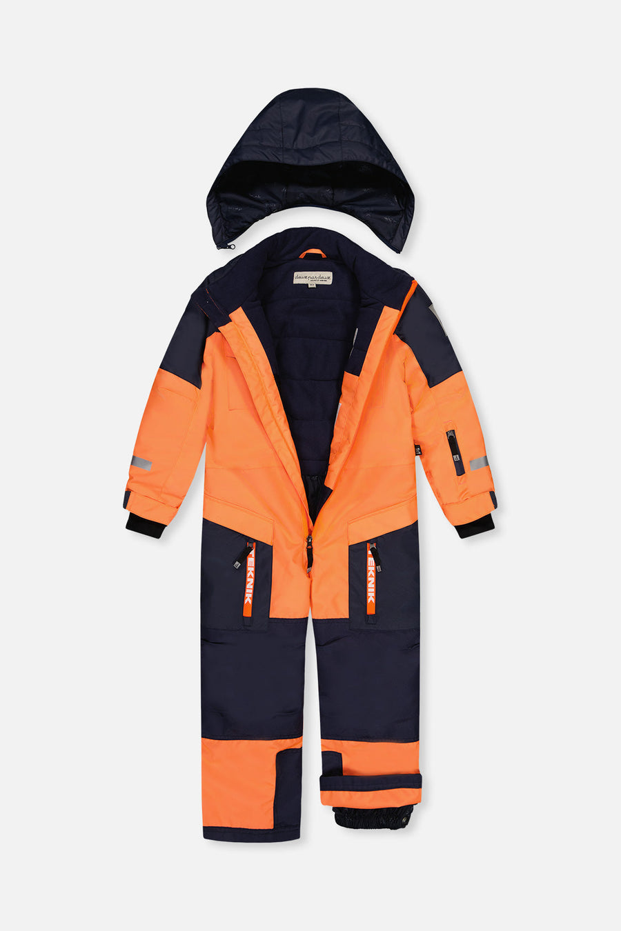 Kids One Piece Teknik Snowsuit Bright Orange And Blue - J10TB76_08950