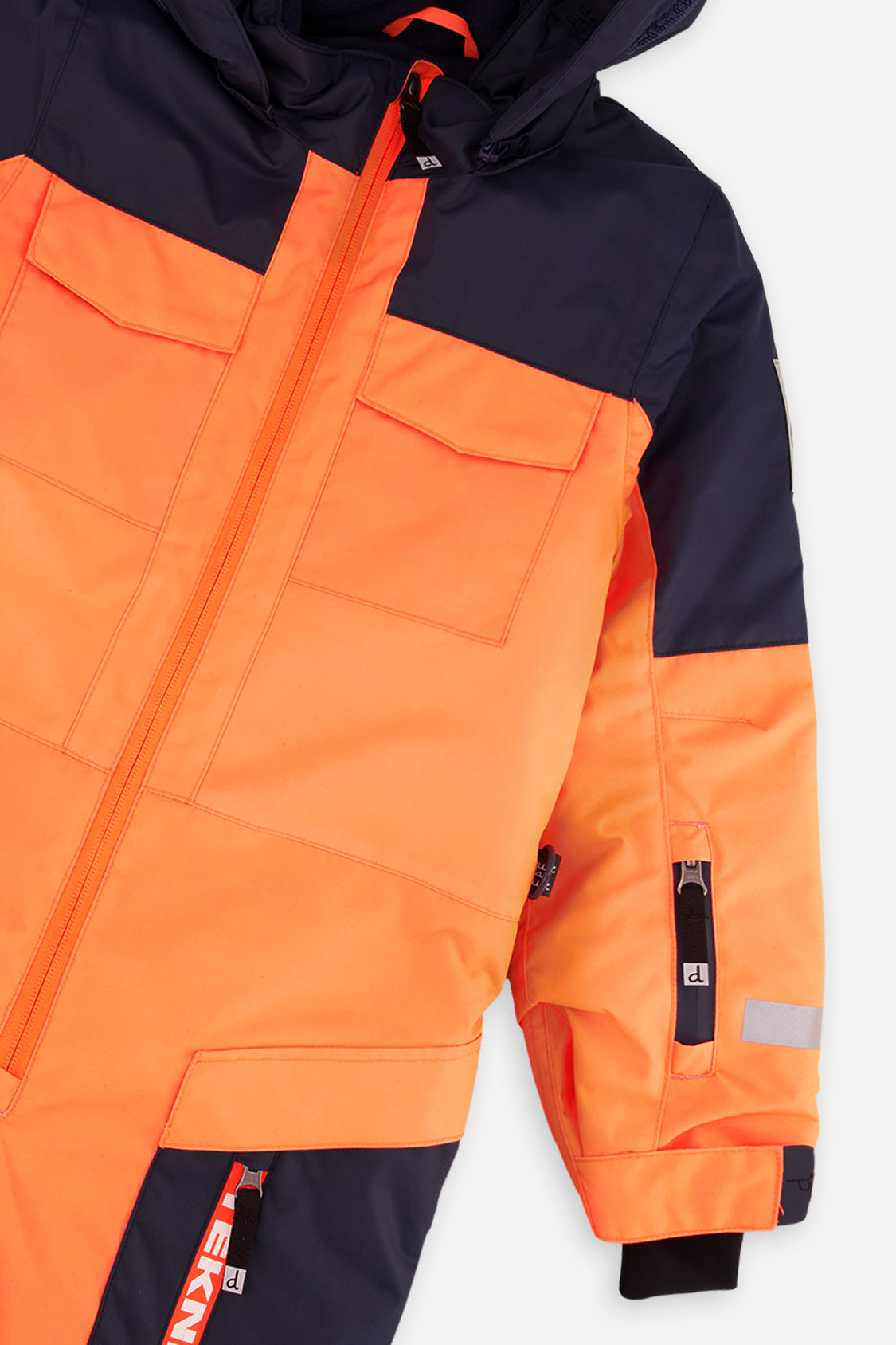 Kids One Piece Teknik Snowsuit Bright Orange And Blue - J10TB76_08950