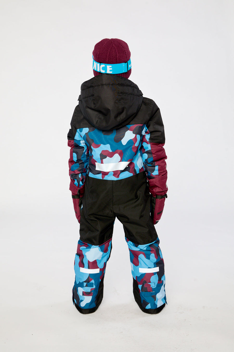Kids One Piece Teknik Snowsuit Blue And Red Camouflage - J10TB76_1J060