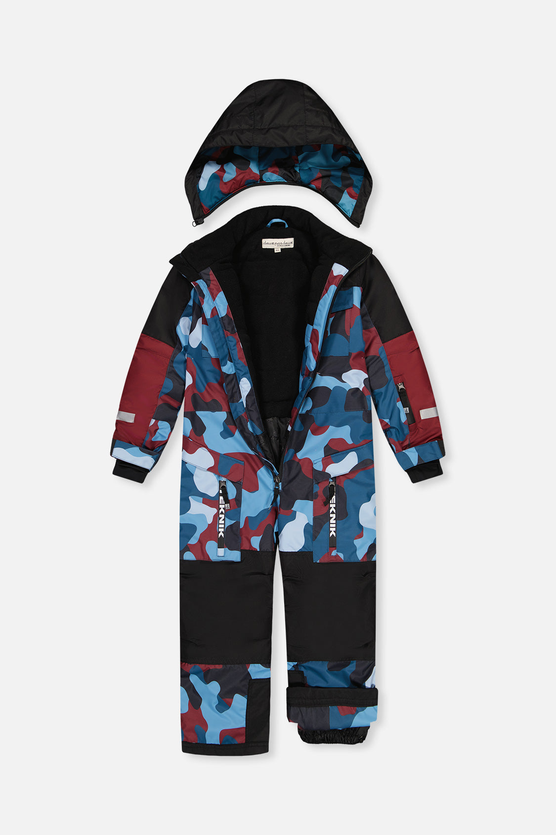 Kids One Piece Teknik Snowsuit Blue And Red Camouflage - J10TB76_1J060