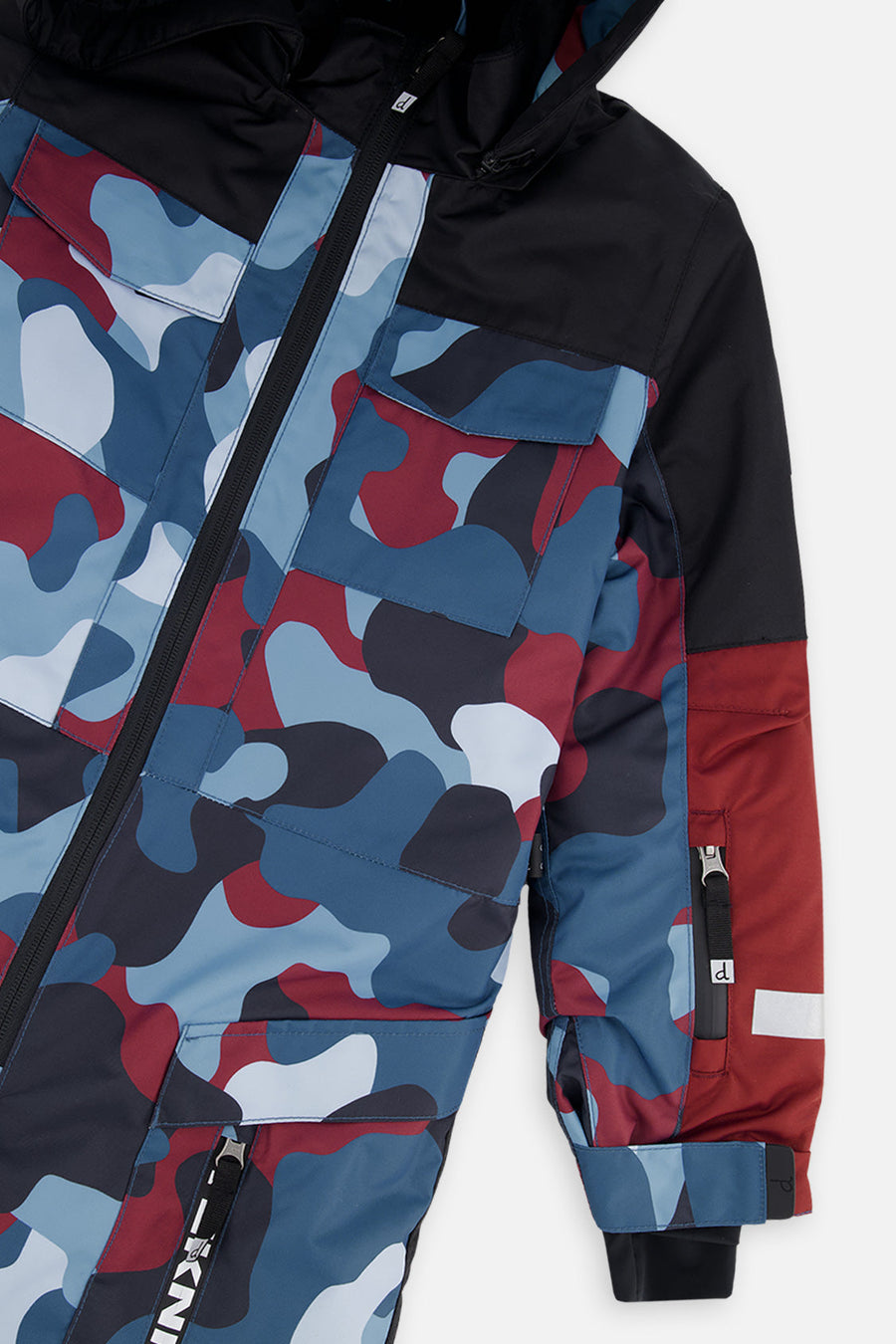 Kids One Piece Teknik Snowsuit Blue And Red Camouflage - J10TB76_1J060