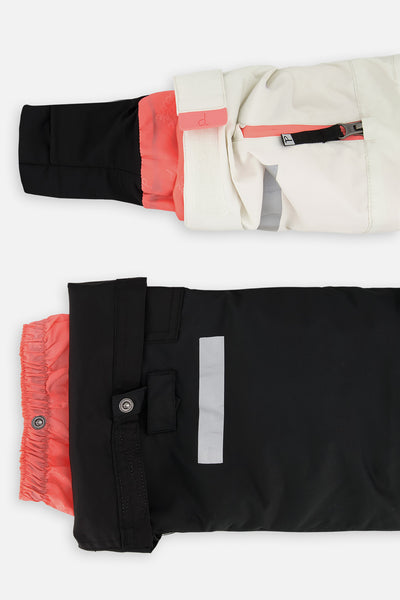 Two Piece Teknik Snowsuit Off-White And Pink With Black Pants