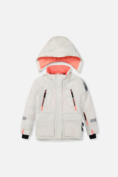 Two Piece Teknik Snowsuit Off-White And Pink With Black Pants
