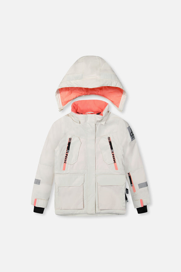 Two Piece Teknik Snowsuit Off-White And Pink With Black Pants