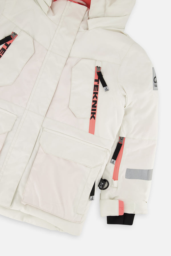 Two Piece Teknik Snowsuit Off-White And Pink With Black Pants