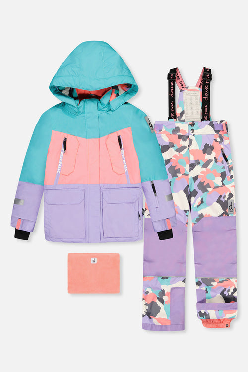 Two Piece Teknik Snowsuit Turquoise Orange And Mauve - J10TG92_02820