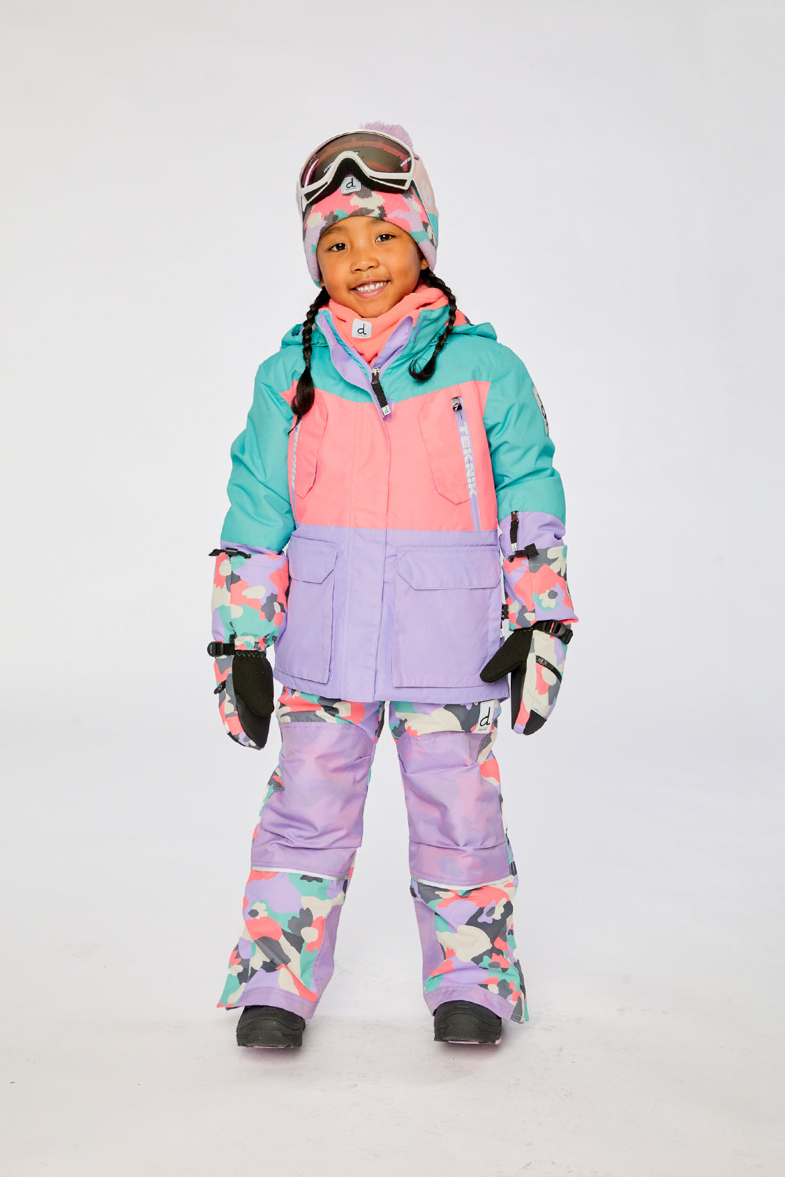 Two Piece Teknik Snowsuit Turquoise Orange And Mauve - J10TG92_02820