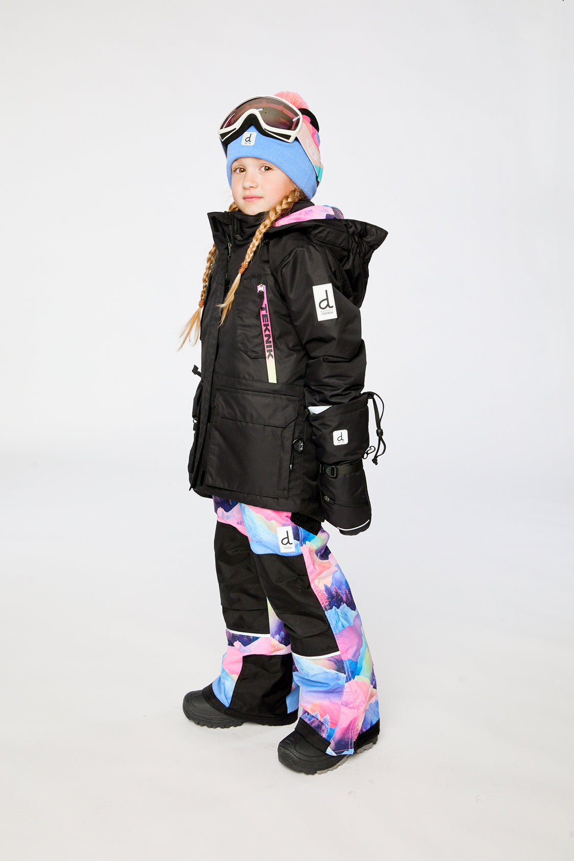 Two Piece Teknik Snowsuit Pink Print With Blue Mountains - J10TG92_09990