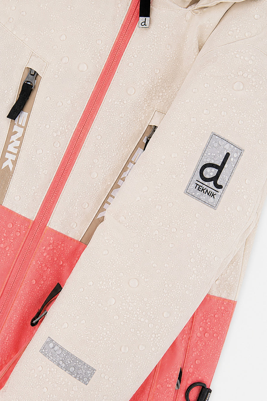 Zweiteiliger Teknik-Schneeanzug in Off-White und Pink