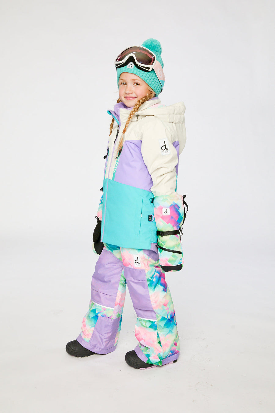 Two Piece Teknik Snowsuit Multicolored With A Diamond Pattern - J10TG93_05130