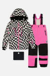 Two Piece Teknik Snowsuit Bright Pink And Checkered