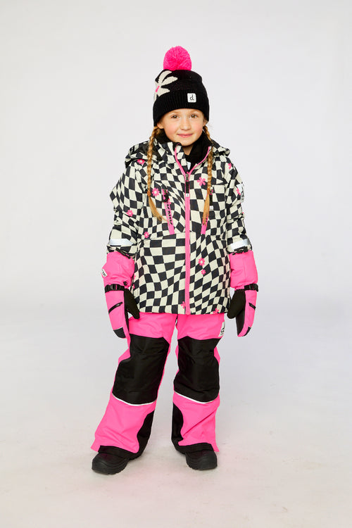 Two Piece Teknik Snowsuit Bright Pink And Checkered
