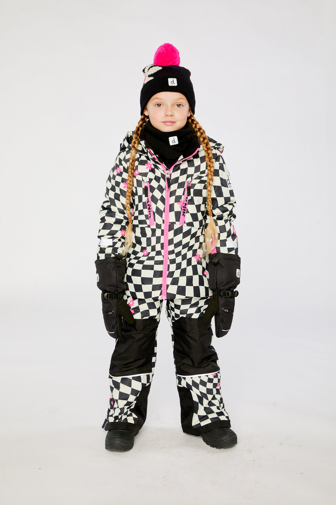 Two Piece Teknik Snowsuit White And Bright Pink Checkered Print - J10TG93_1J040