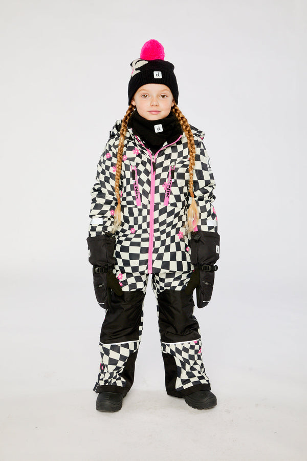 Two Piece Teknik Snowsuit White And Bright Pink Checkered Print - J10TG93_1J040
